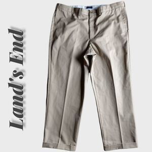 Lands' End Men's Beige Tan Traditional Fit Dress Pants 42